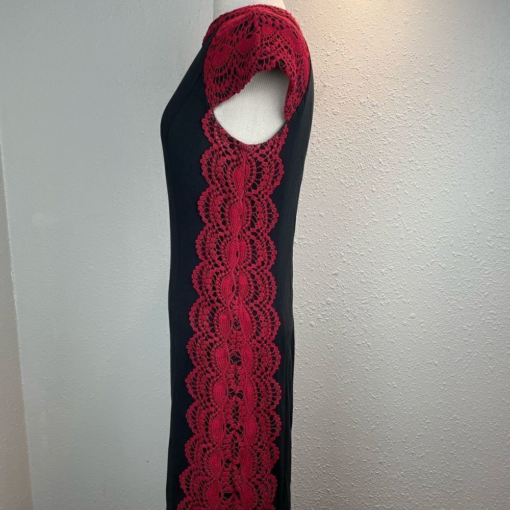EUC Kensie Womens Midi Black and Red Dress Size S - Picture 3 of 7